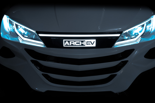 Pearl White Arch EV Golf Car with Illuminating LED Headlights